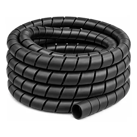 Organizador De Cabos Espiral Frontel Preto, De 10mm E 5 Metros, Para Pc, Tv E Escritório