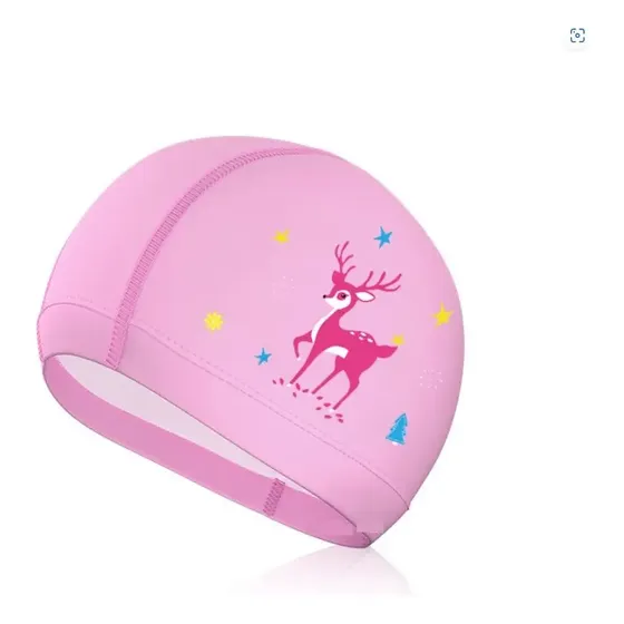 Touca De Natação Infantil Profissional Impermeável Cor Rosa Cervo