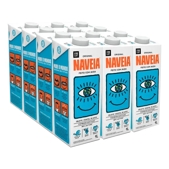 Kit 12x Leite Vegetal De Aveia Naveia Original 1 Litro