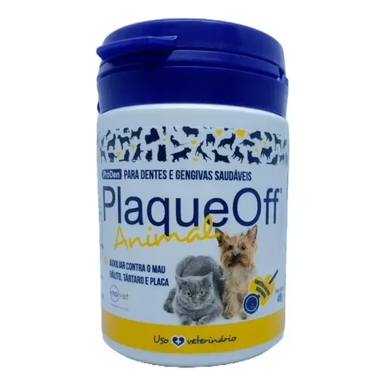 Pó dental natural Inovet Plaqueoff 40g para cães e gatos