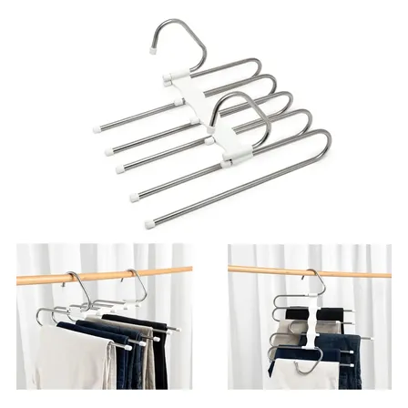 3 Cabides Organizador Multiuso Inox Branco Para Calças 5x1