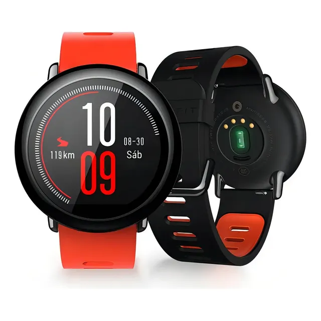 Relógio inteligente Amazfit Pace Orange, 2 GB, cor de malha GPS, cor da moldura laranja, cor preta, cor preta