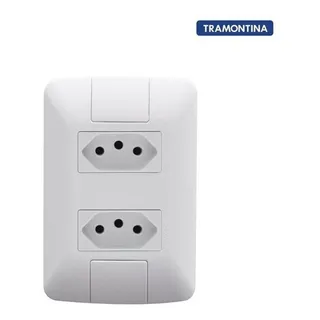 Tomada Dupla Tramontina Linha Aria Embutir Na Parede 10a Cor Branco