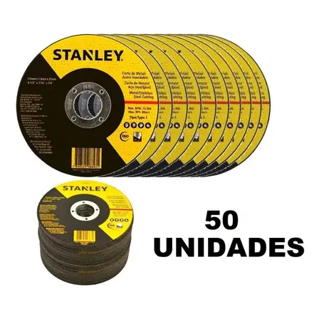 Kit 50 Discos De Corte Fino Abrasivo Metal E Inox 41/2 Stanley Modelo Sta8061