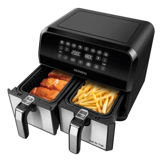 Fritadeira Air Fryer Dual Duplo Cesto 8l Mondial 2000w - Afd-01-bi Preto 127v