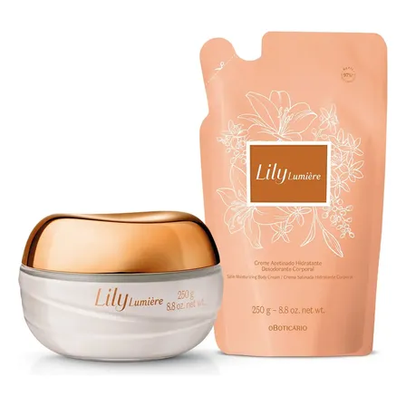 Kit Lily Lumière: Creme Hidratante Corporal 250g+ Refil 250g Floral