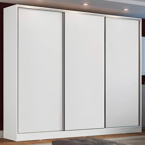 Guarda Roupa Casal 100% Mdf Madesa Zurique 3 Portas Correr Cor Branco XC106309