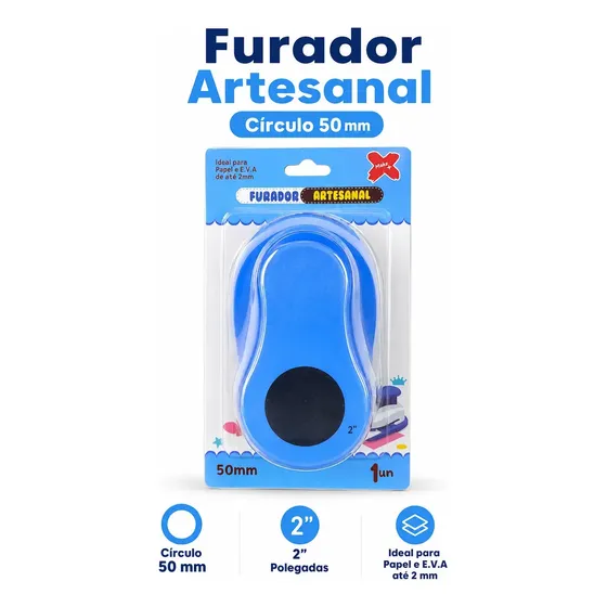 Furador Scrapbook Círculo Liso Papel Corte 5cm 2 Polegadas Cor Azul