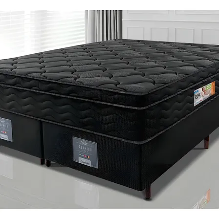 Cama Box King Colchão OrtoFirm Black + Box 193x203x67 One Face Espuma D33 Preto
