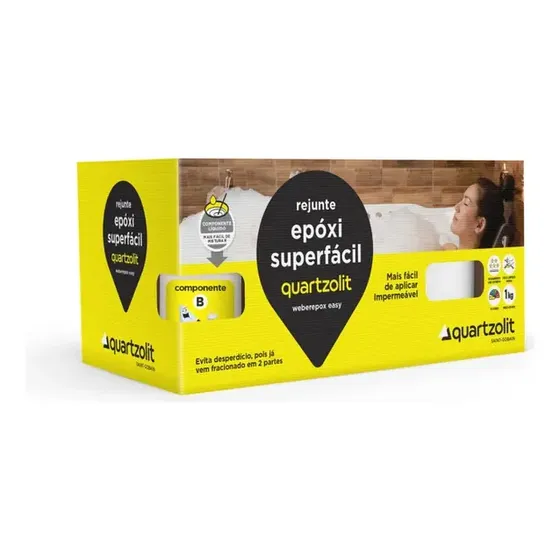 Rejunte Epóxi Quartzolit Cinza Platina 1kg Impermeável Antimofo