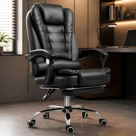 Cadeira Sweet Studio Escritório Diretor Luxo Massagem apoio de pés Preto Couro Sintético