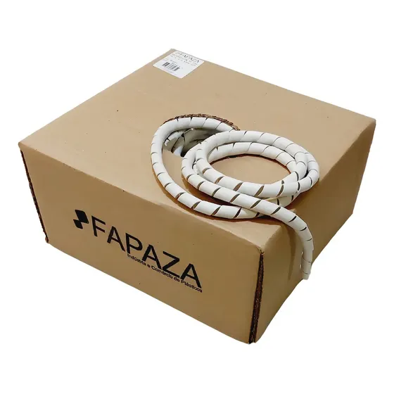 Organizador de Cabos Espiral Fapaza 1/2 Polegada 13mm Branco 50 Metros