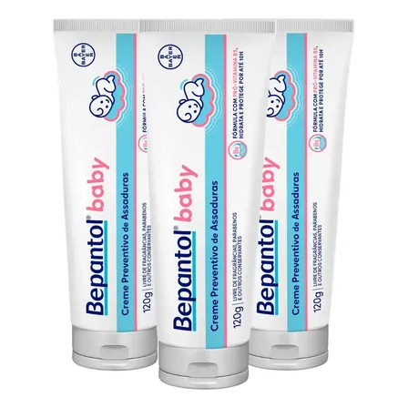Kit 3 Proteção Bepantol Baby 120g Creme Fácil Limpeza