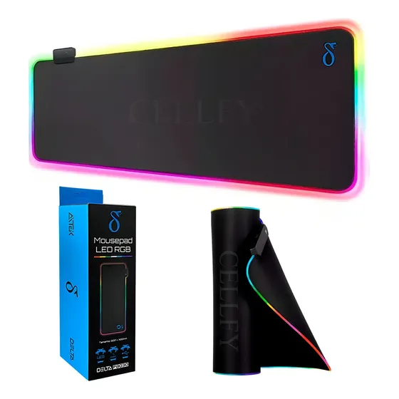 Deskpad Mousepad Gamer Ergonômico Led Cores Rgb Grande 80x30