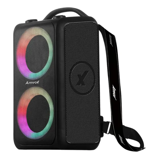 Caixa Som Bluetooth Portátil Amplificada 600W Rms Bateria Potente Amvox Aca 600 Bagvox