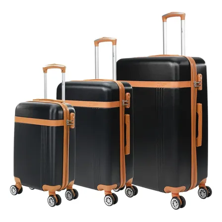 Kit de malas de viagem P/M/G ABS Rodas Duplas 360° Removíveis Bruges Swiss Move Preto