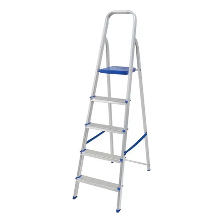 Escada Alumínio 5 Degraus Tesoura Capacidade 130 Kg Mor Cor Prata/azul