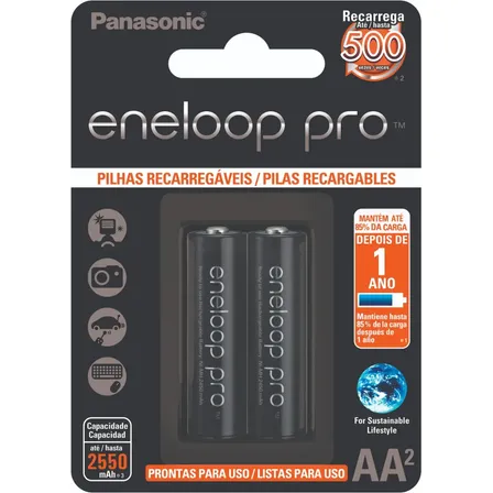 Pilha Recarregável Panasonic Eneloop Pro Aa - Ct C/02 Unidades