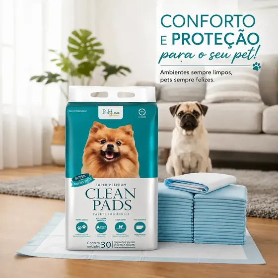 Tapete Higiênico Clean Pads 85x60cm 30 unidades - São Francisco Pet Home Solutions