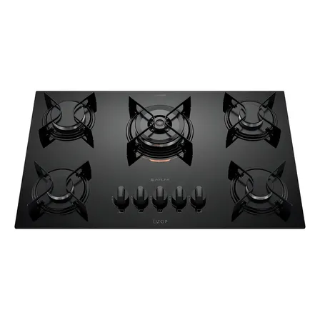 Cooktop 5 Bocas Preto Mesa De Vidro Atlas U Top 127/220v