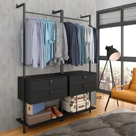 Closet Estilo Industrial Siena C/gaveta Preto Fosco - M.a