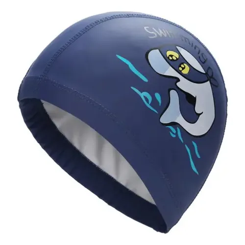 Touca Hero Band Natação Piscina Mergulho Treino Infantil Impermeável Cor Azul Escuro Golfinho