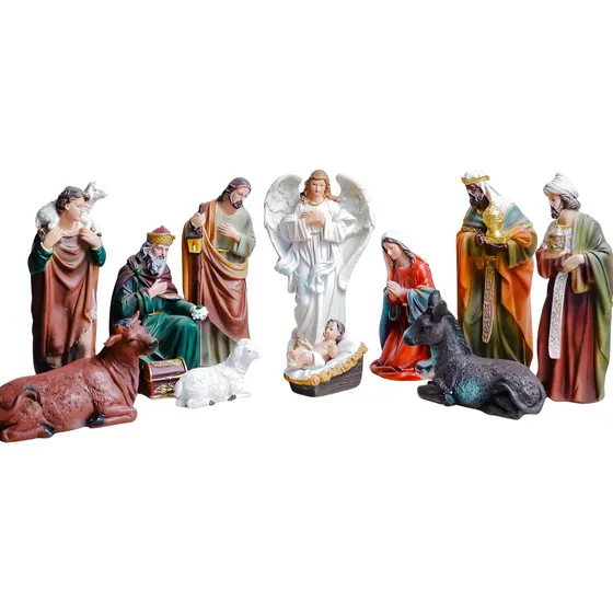 Presépio De Natal Sacro 20cm 11 Peças Resina Modelo Italiano