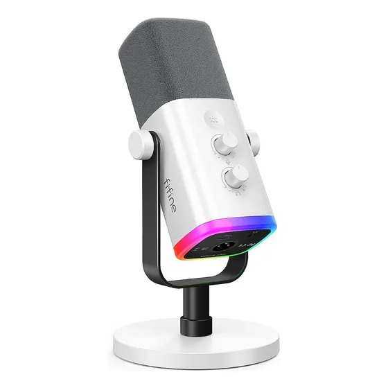 Microfone Dinâmico Fifine AMPLIGAME AM8W XLR USB-C Cardioide Branco
