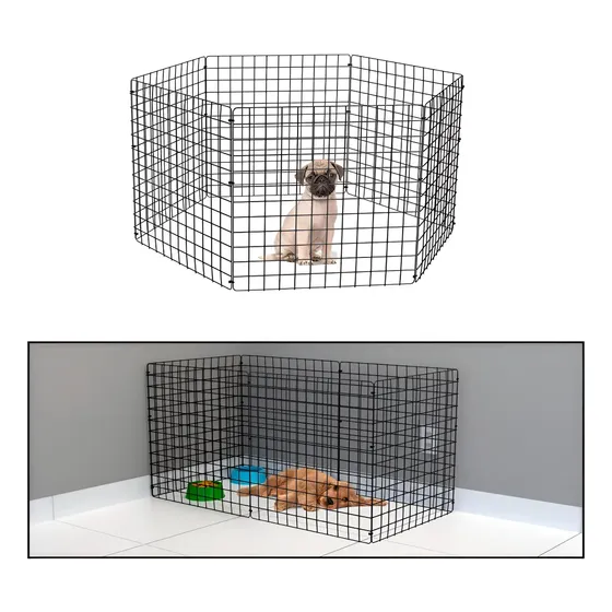 Cercadinho Para Cachorro Pequeno Porte Tipo Móvel Cor Preto