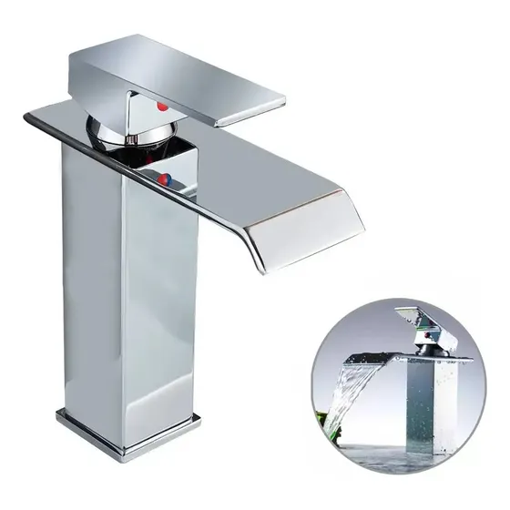 Torneira Banheiro Monocomando Para Lavatório Cascata Cromado Cor Prateado Yesop
