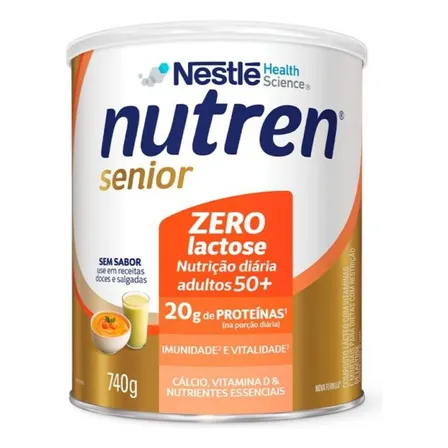 Cálcio e Proteínas Nutren Senior Pó Zero Lactose 740g Sem sabor x 740g