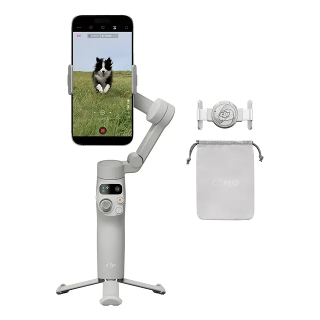 Estabilizador Dji Osmo Mobile 7 Para iPhone E Android, Tripé Integrado, Ultraleve, Activetrack 7.0, Shotguides, Edição Com Um Toque, 10 Horas De Uso - Dji131 Cinza
