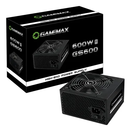 Fonte Gamer Gamemax Gs600 600w Box 80 Plus White Pfc Ativo Cor Preto