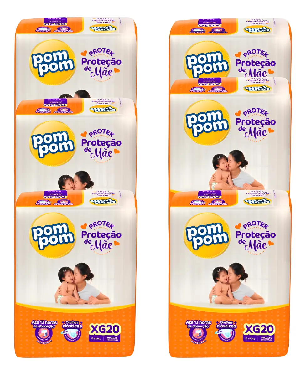Kit 6 Fralda Infantil Pompom Derma Protek Atacado Barato