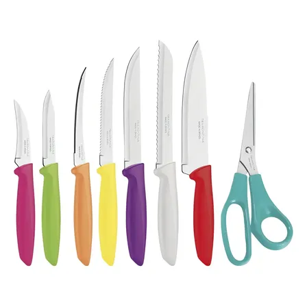 Conjunto de 7 facas e tesouras Tramontina Blister Kitchen Chef Color Multicolor