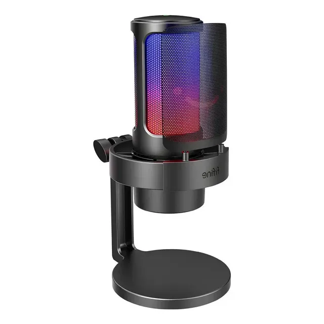 Microfone Fifine A8p Ampligame Condensador Cardióide Rgb Cinza-escuro