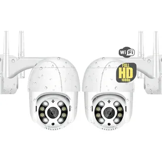 2x Camera Ip Dome App Wifi Externa Ptz Auto Tracking Cor Branco