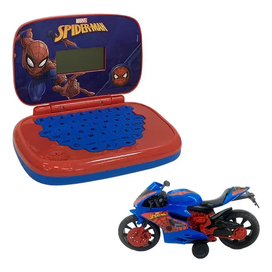 Kit Laptop Spider-man + Moto Homem-aranha Webcycle