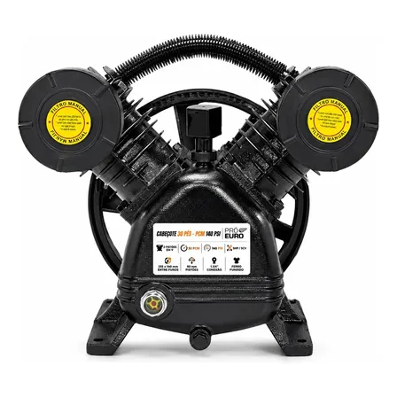 Cabeçote para Compressor de Ar 30 PCM 140 PSI 5CV 2 Pistões em V Profissional Ferro Fundido Compatível com Motomil CMV Chiaperini V8 Brasil Schulz Wayne Pressure - Alta Performance Industrial