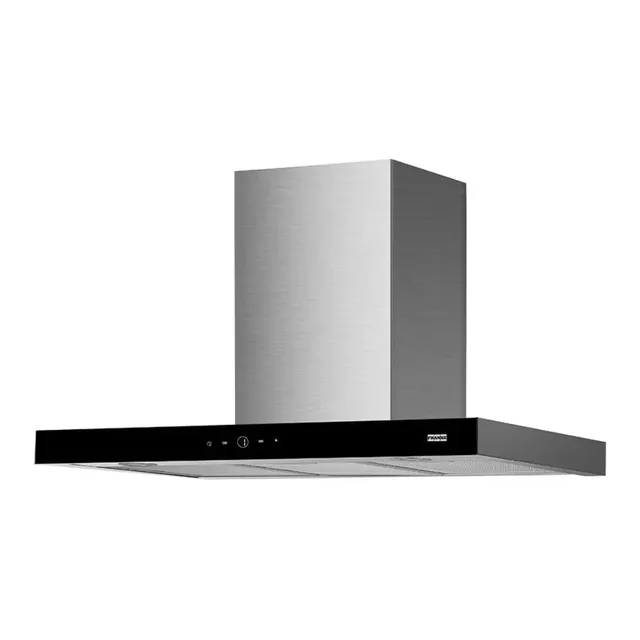 Coifa De Parede Franke Prática Touch 90cm Com 3 Velocidades Em Aço Inox e Vidro Preto 16700