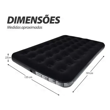 Colchão De Casal Inflável Grande Bel 300kg Resistente Preto