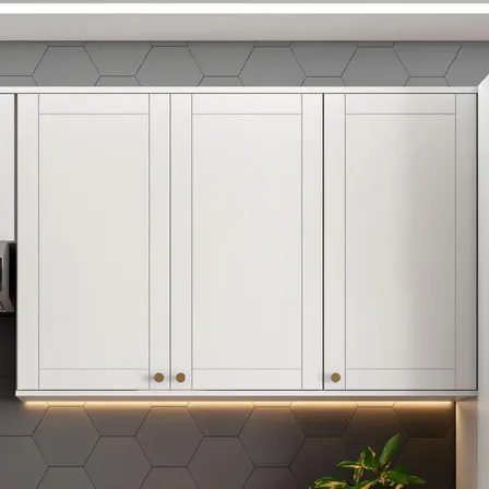 Armário Aéreo Milla 3 Portas Branco MDF 120cm Carraro