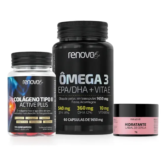 Kit Ômega 3 Vita E + Colágeno Tipo 2 - Renova Be Sabor Sem Sabor