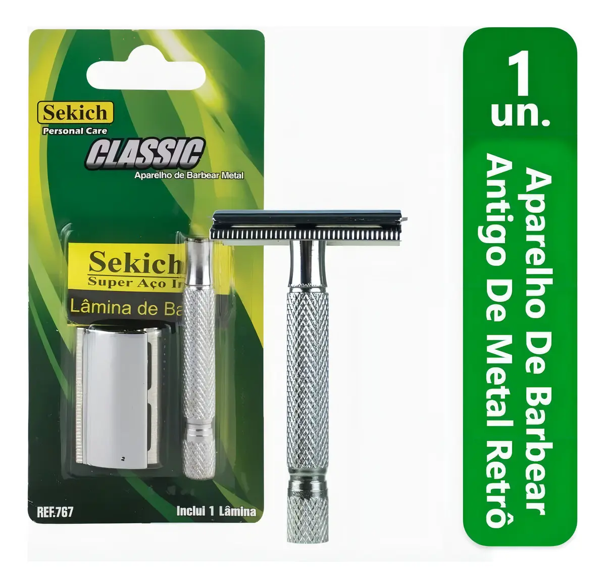 Aparelho de Barbear Metal Clássico Contém Uma Lâmina Barbeador Antigo Retro