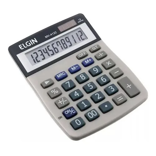 Calculadora Mesa MV4122 12 Dígitos Solar Bateria ELGIN Cor Cinza