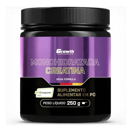 Creatina Creapure Growth 250g Aumento Força Volume Muscular Sabor Natural