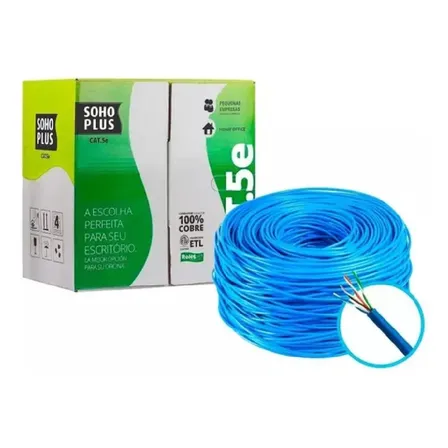 Cabo De Rede Sohoplus Furukawa 23200099 Cat.5e U/utp 24awg 4p Az 305m