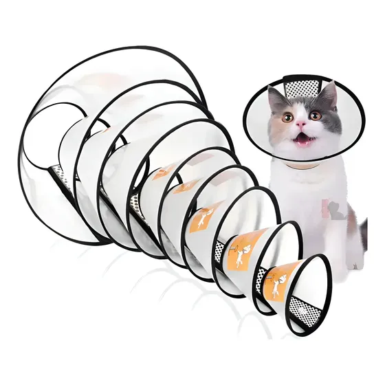 Colar Cirúrgico Para Gatos Elizabetano Cães Pets Do N1 Ao N7 Cor Transparente Tamanho da coleira 6 (18-20 cm Pescoço)