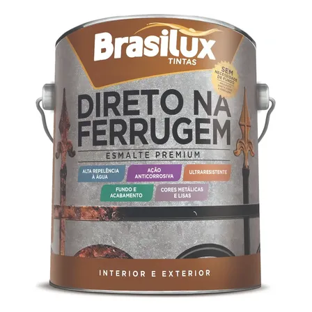 Brasilux Tinta Para Metal Anti Ferrugem 900ml Cinza Brilhante Cinza Medio