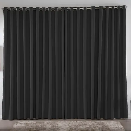 Cortina 4,00x2,80 Metros Blackout Blecaute Preto Corta Luz Em Tecido Grosso Para Quarto E Sala Texfine